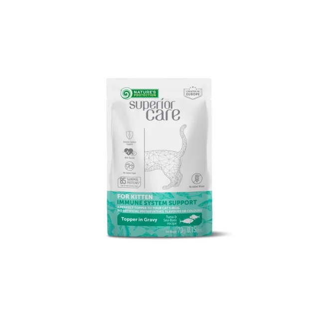 Влажный корм Nature's Protection Superior Care Immune System Support для котят, тунец и морской окунь, соус, 70 г