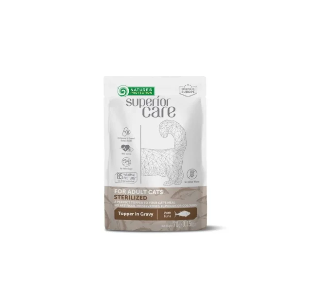 Влажный корм Nature's Protection Superior Care Sterilised для взрослых кошек, тунец, соус, 70 г