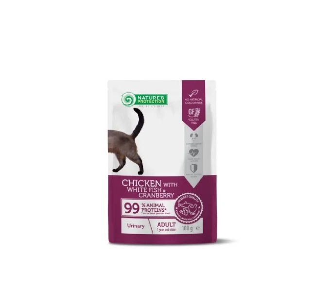 Влажный корм Nature's Protection Urinary, для взрослых кошек, с говядиной и индейкой, 100 г