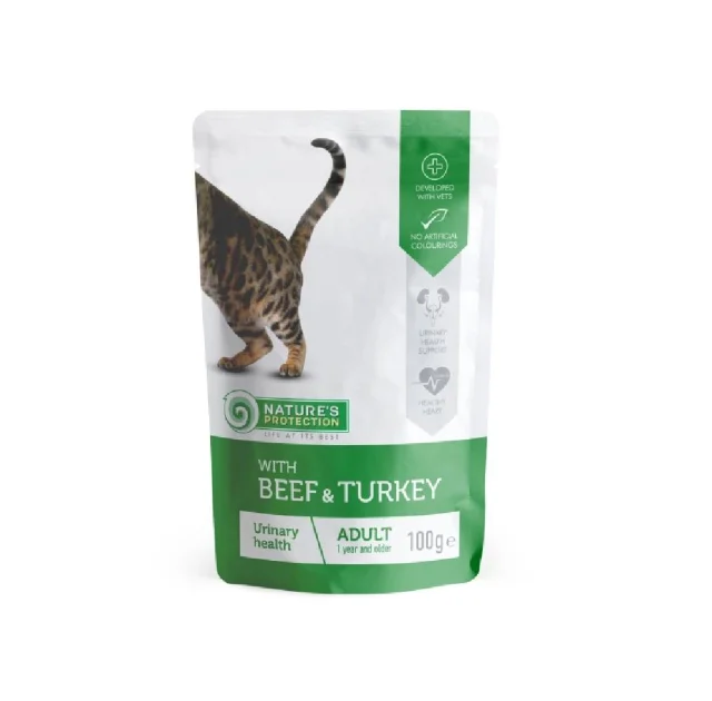 Влажный корм для кошек Nature's Protection Urinary с говядиной и индейкой, 100 г
