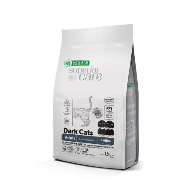 Сухой беззерновой корм Nature's Protection Superior Care Dark Cats для взрослых кошек, с сельдью, 7 кг