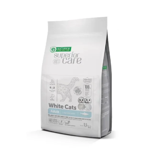 Сухой беззерновой корм Nature's Protection Superior Care White Cats для взрослых кошек, с сельдью, 7 кг