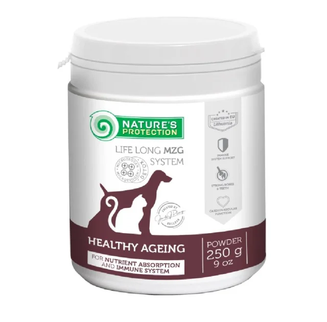 Харчова добавка Nature's Protection Healthy ageing formula для котів та собак старшого віку для зубів, суглобів, кісток, 250 г