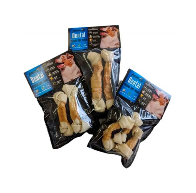 Ласощі AnimAll Dental кістка баварська вузлова з м'ясом курки для собак, 10-12 см, 10 шт