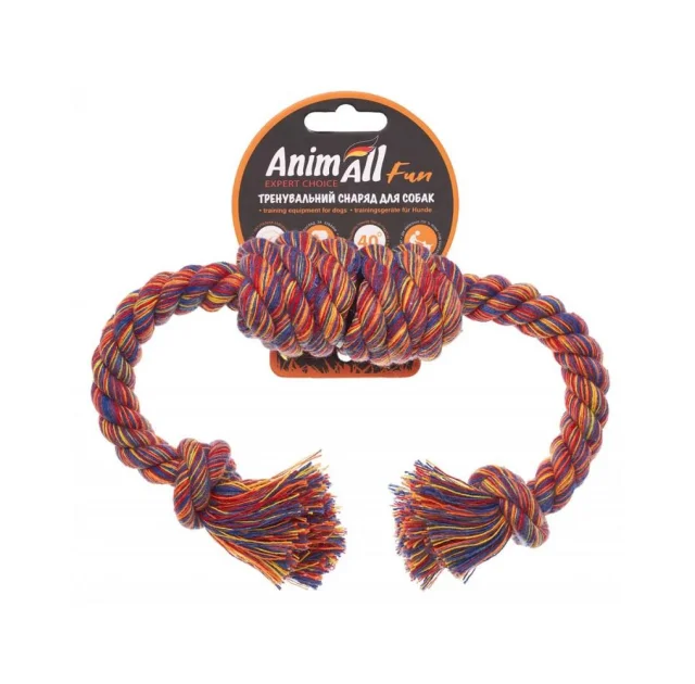 Іграшка AnimAll Fun для собак канат-бочка з двома вузлами, 33 см