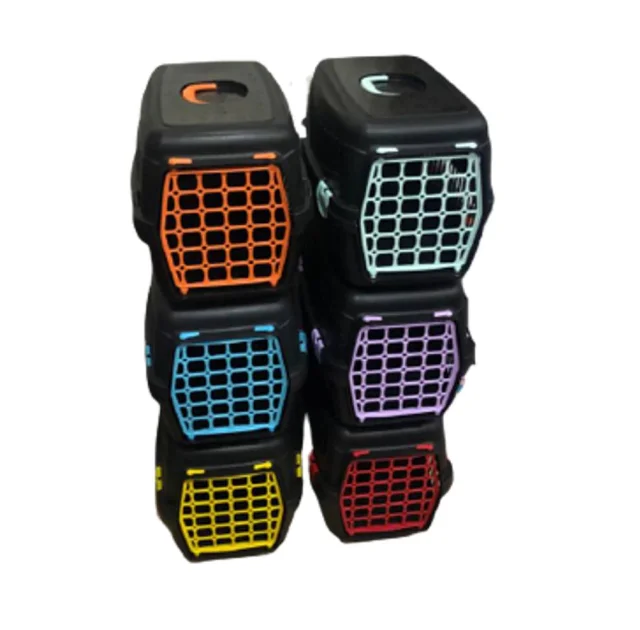 Переноска AnimAll для кошек и собак до 10 кг, черная с цветной дверцей, 48.5х32.5х32.5 см