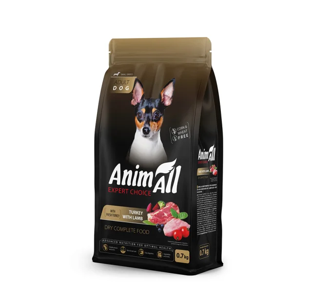 Сухий корм AnimAll для дорослих собак малих порід, зі свіжою індичкою та ягням, 700 г