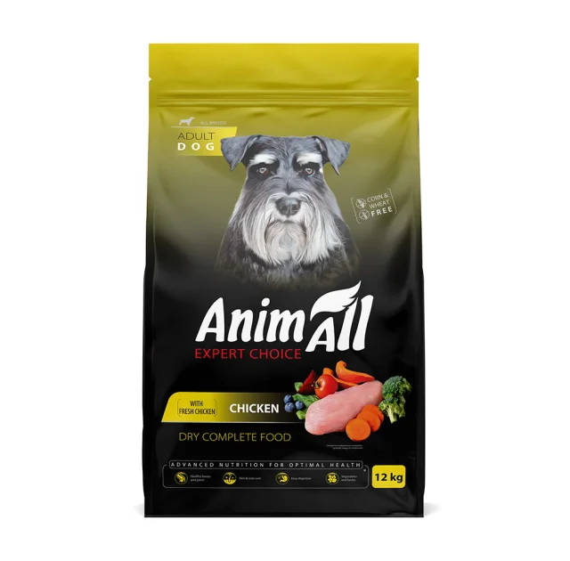 Сухий корм AnimAll для собак, зі свіжою куркою, 12 кг