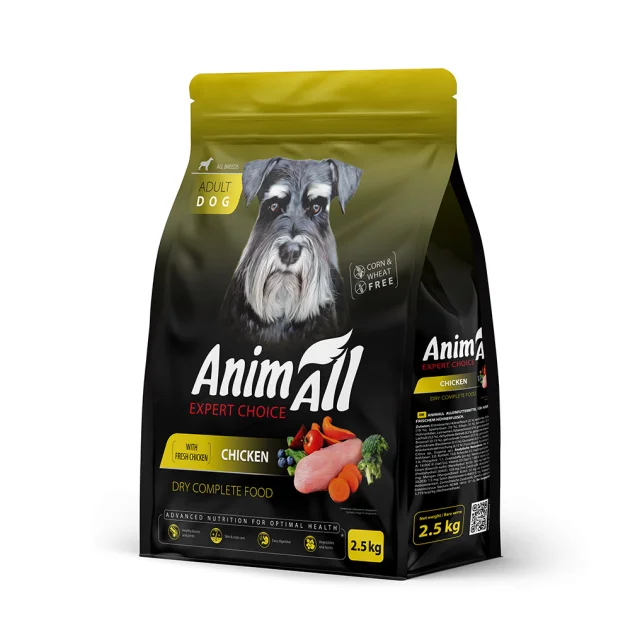 Сухий корм AnimAll для собак, зі свіжою куркою, 2.5 кг