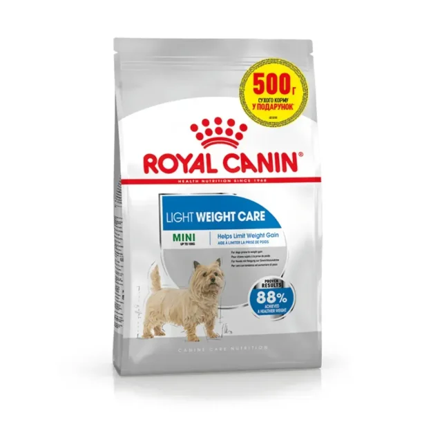 Сухой корм Royal Canin Mini Light Weight Care для собак мелких пород с лишним весом, 2.5 кг + 500 г
