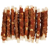 Лакомство Flamingo СНЕК R'HIDE, жевательные стики из говяжьей кожи, обернутые мясом курицы, для собак, 2 кг (25 шт, 25 см)