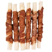 Лакомство Flamingo СНЕК R'HIDE, жевательные стики из говяжьей кожи, обернутые мясом утки, для собак, 180 г (6 шт, 15 см)