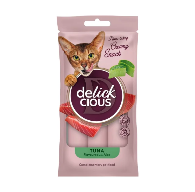 Лакомства Delickcious для кошек, тунец с добавлением алоэ, 60 г