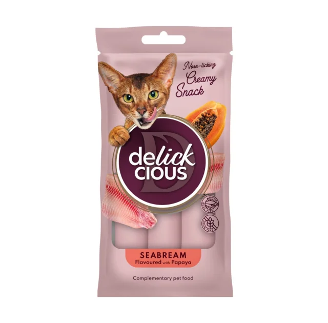 Лакомства Delickcious для кошек, дорада с добавлением папайи, 60 г