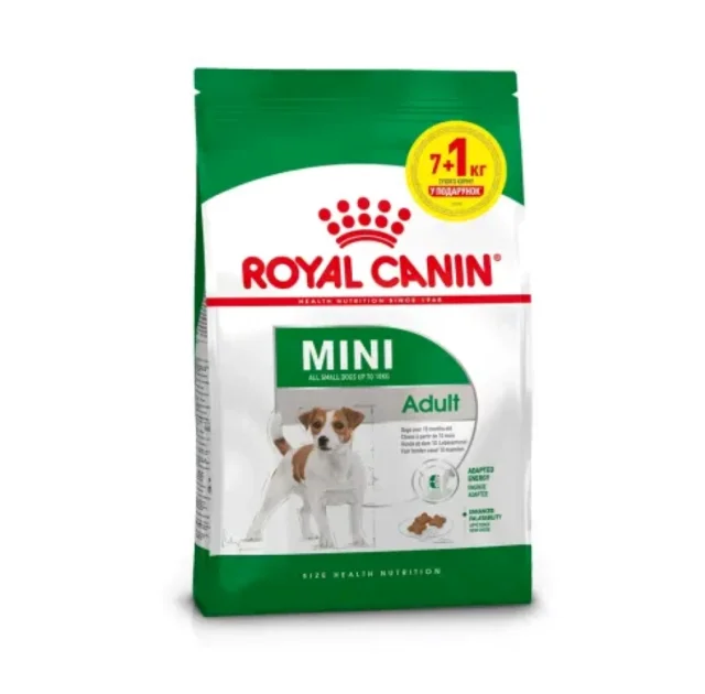 Сухой корм Royal Canin Mini Adult для собак мелких пород, 7 кг + 1 кг в подарок