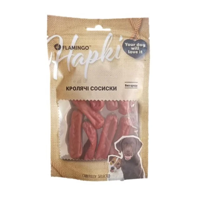 Лакомства Flamingo Сосиски з м’ясом кролика, для собак, 75 г
