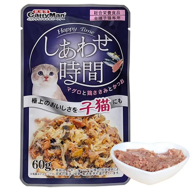 Вологий корм CattyMan Tuna Bonito Scallop консерви з тунцем, макреллю та морським гребінцем в желе, для котів, пауч, 55 г