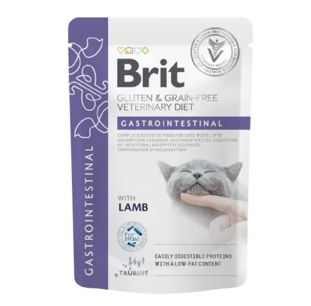 Влажный корм Brit GF VetDiet Gastrointestinal для кошек, с ягненком, 85 г