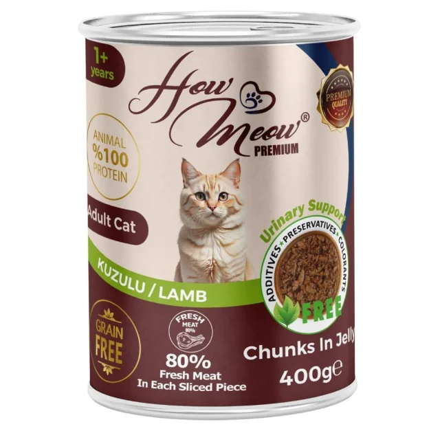 Вологий повнораціонний корм HowMeow Adult Cat з ягням для котів , 400 г