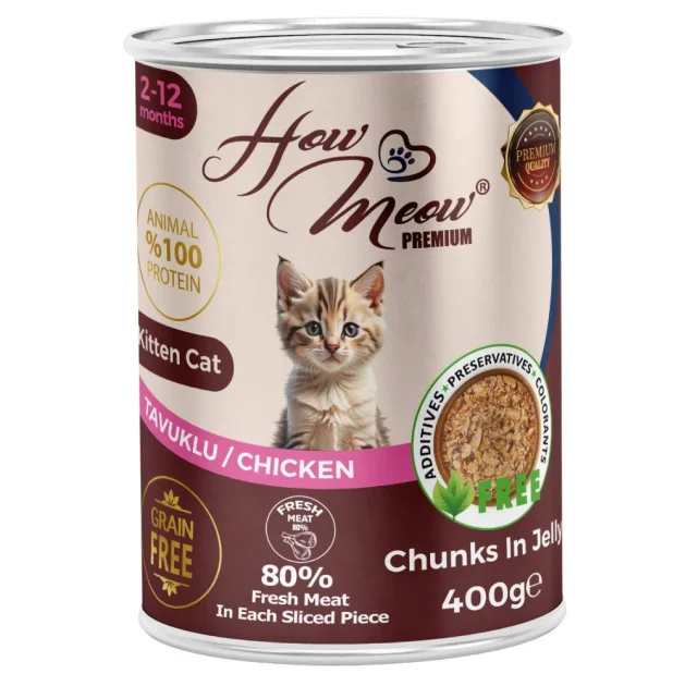 Вологий повнораціонний корм HowMeow Kitten з куркою для кошенят,  400 г