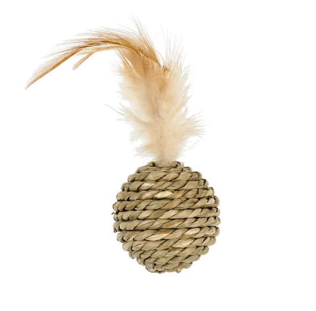 Іграшка AnimAll Fun М'ячик з пір'ям для котів, 15 см