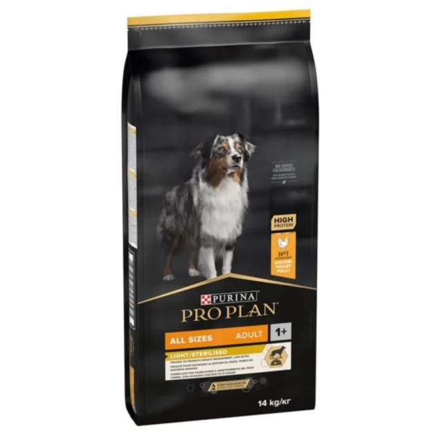 Сухий корм ProPlan Light/Sterilised для собак усіх розмірів, з надмірною вагою та/або стерилізованих, 14 кг