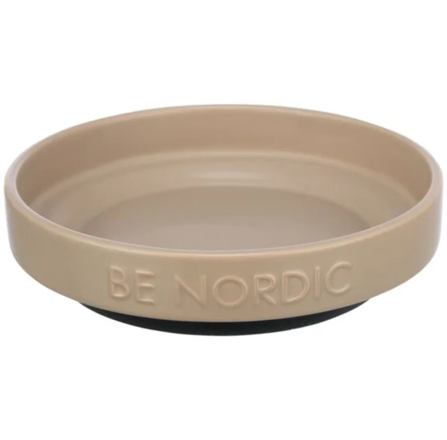 Миска Be Nordic Trixie для собак, керамическая с резиновым краем, 0. 3 л, діаметр 16 см, серо-коричневый