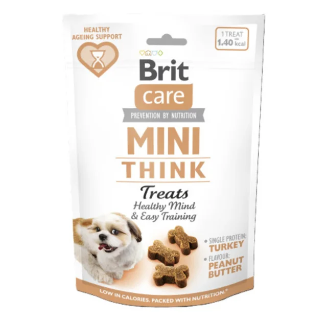 Ласощі Brit Care Mini Treats Think для собак малих порід, для розумових здібностей, індичка, арахісове масло, 50 г