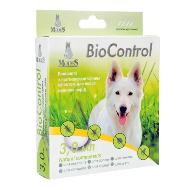 Біокраплі MODES BioControl для собак великих порід, протипаразитарні, 3 мл
