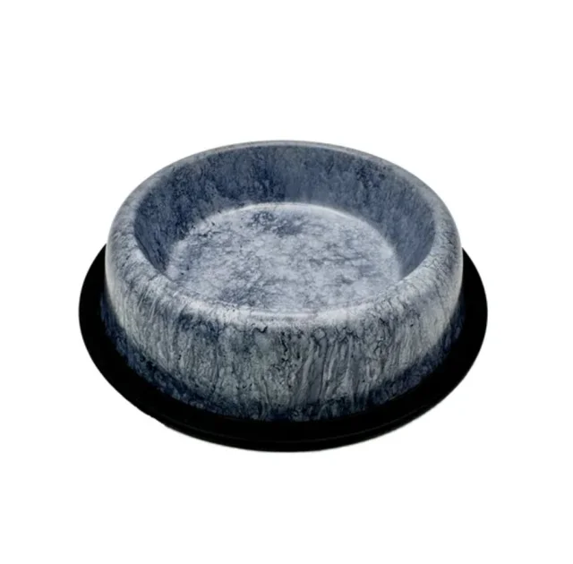 Миска MODES з нержавіючої сталі, мармурове покриття, протиковзке дно (Blue Grey Marble), 0.7 л, 15.5/20.5 см