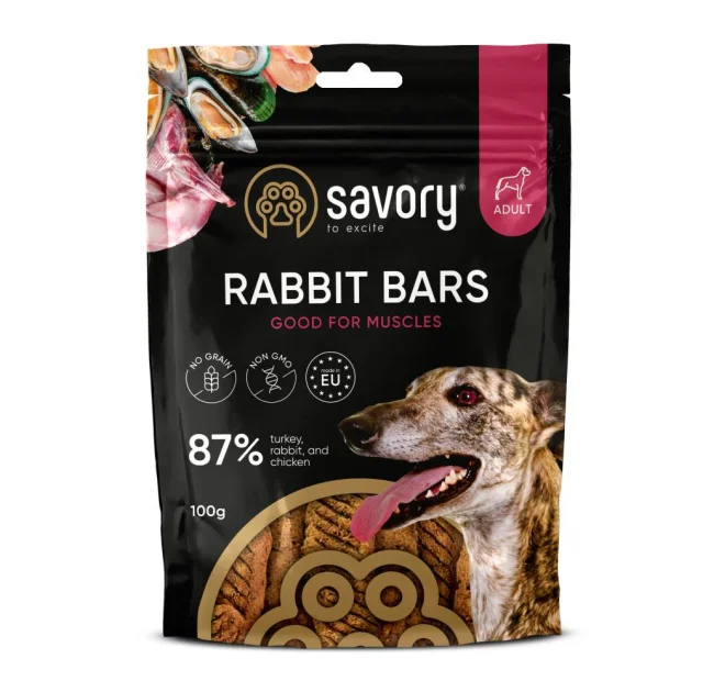 Ласощі  Savory Bars With Rabbit для собак, батончики з кроликом, 100 г