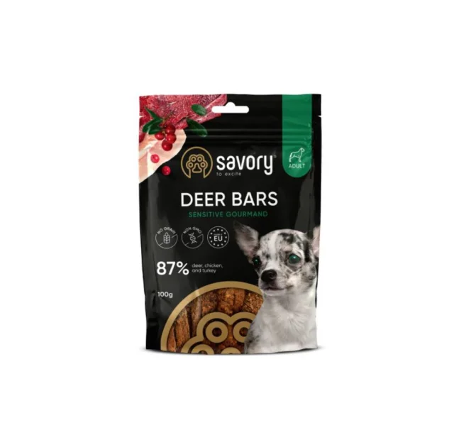 Ласощі Savory Bars With Venison для собак, батончики з олениною, 100 г