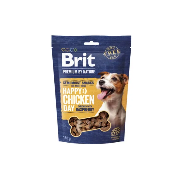 Ласощі Brit Premium Semi-Moist Snacks Chicken для собак, напіввологі з куркою і малиною, 180 г