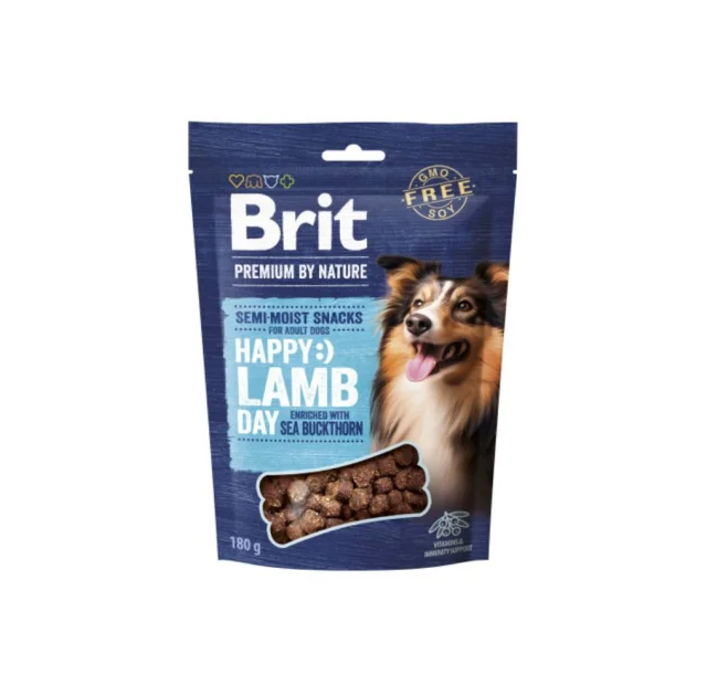 Ласощі Brit Premium Semi-Moist Snacks Lamb для собак, напіввологі з ягням і обліпихою, 180 г
