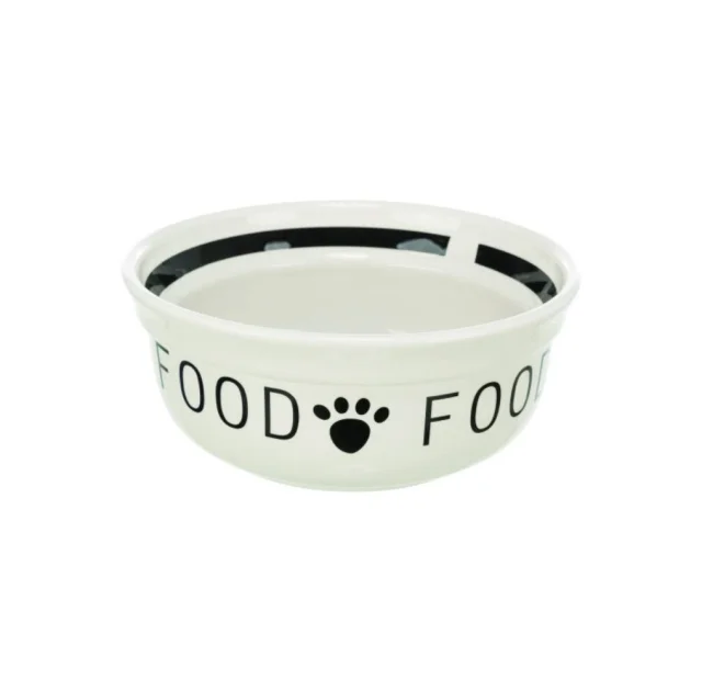 Миска Trixie Food для собак, керамическая, 0.25 л, диаметр 13 см, бело-черный