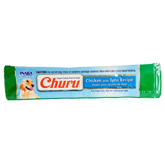 Ласощі INABA "Churu" для собак, вершковий мус курка з тунцем, 1 стік, 14 гр