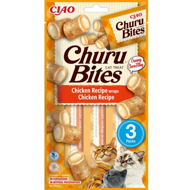 Лакомство INABA "Churu Bites" для кошек, с курицей, 3 шт, 30 г