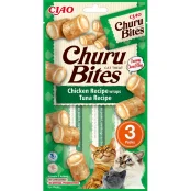 Лакомство INABA "Churu Bites" для кошек, с курицей и тунцом, 3 шт, 30 г