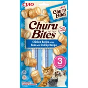 Лакомство INABA "Churu Bites" для кошек, с курицей, тунцом и морским гребешком, 3 шт, 30 г