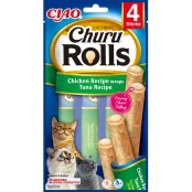 Лакомство INABA "Churu Rolls" для кошек, с курицей и тунцом, 4 шт, 40 г