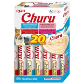 Лакомство INABA "Churu" для кошек, сливочный мусс "Разнообразие тунца и морепродуктов", 20 шт, 280 г