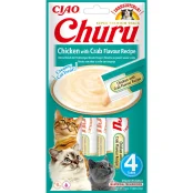 Лакомство INABA "Churu" для кошек, сливочный мусс с курицей и крабом, 4 шт, 56 г