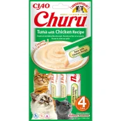 Лакомство INABA "Churu" для кошек, сливочный мусс с тунцом и курицей, 4 шт, 56 г