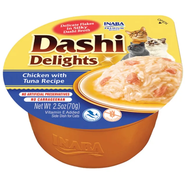 Лакомство INABA "DASHI Delights" для кошек, с курицей и тунцом, 1 шт, 70 г
