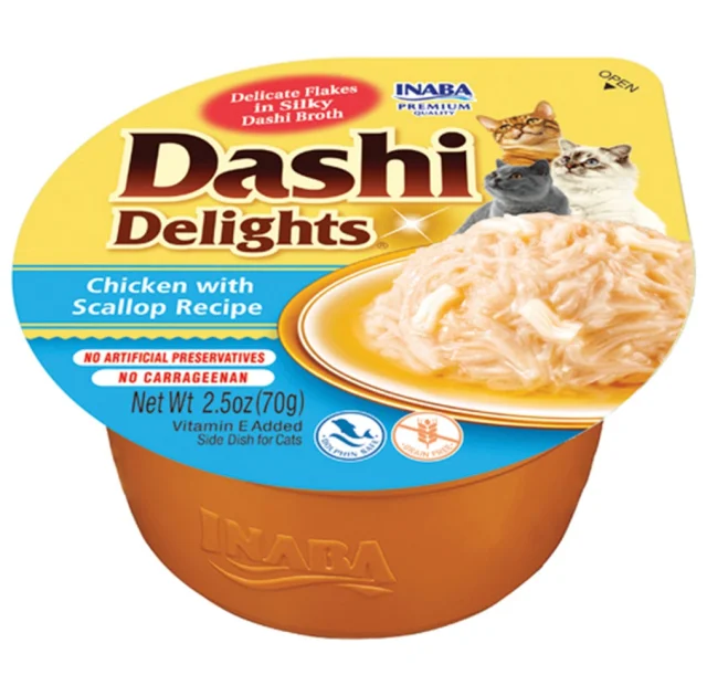 Лакомство INABA "DASHI Delights" для кошек, с курицей и морским гребешком, 1 шт, 70 г
