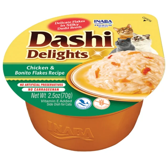 Лакомство INABA "DASHI Delights" для кошек, с курицей и хлопьями бонито, 1 шт, 70 г