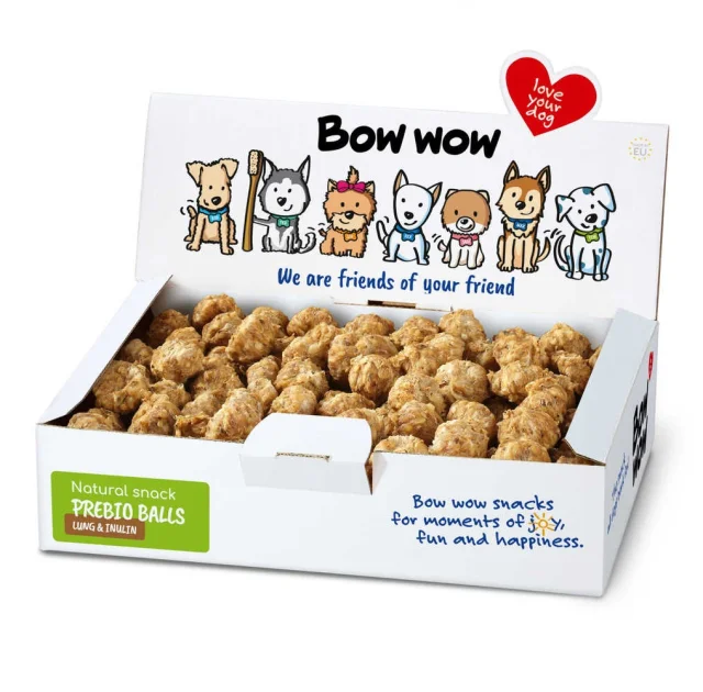 Ласощі "Bow wow" для собак, натуральні в'ялені кульки з легенями і інуліном, 1 шт, 900 г
