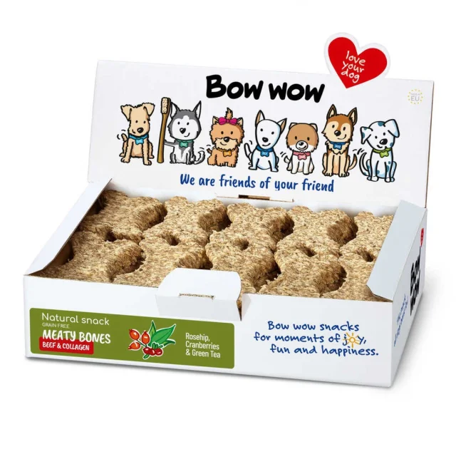Ласощі "Bow wow" для собак, натуральні кісточки з яловичиною і колагеном, 30 шт, 1 уп