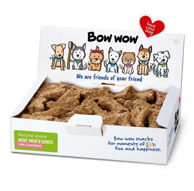 Ласощі "Bow wow" для собак, натуральні міні-кістки зі свининою і овочами, 1 кг, 1 уп