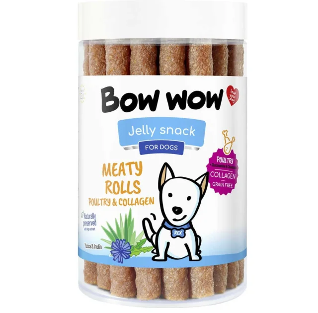 Ласощі "Bow wow" для собак, м'ясні палички з птиці і колагеном, 17 шт, 1 уп